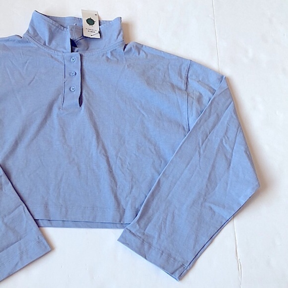 NWT Cotton On Body 4 Button Long Sleeve Crop Top In Iced Sky Size - Picture 4 of 12